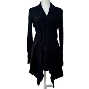 Firuze San Francisco Women's Wrap Sweater Black Ribbed Long Sleeve Size S Elegan